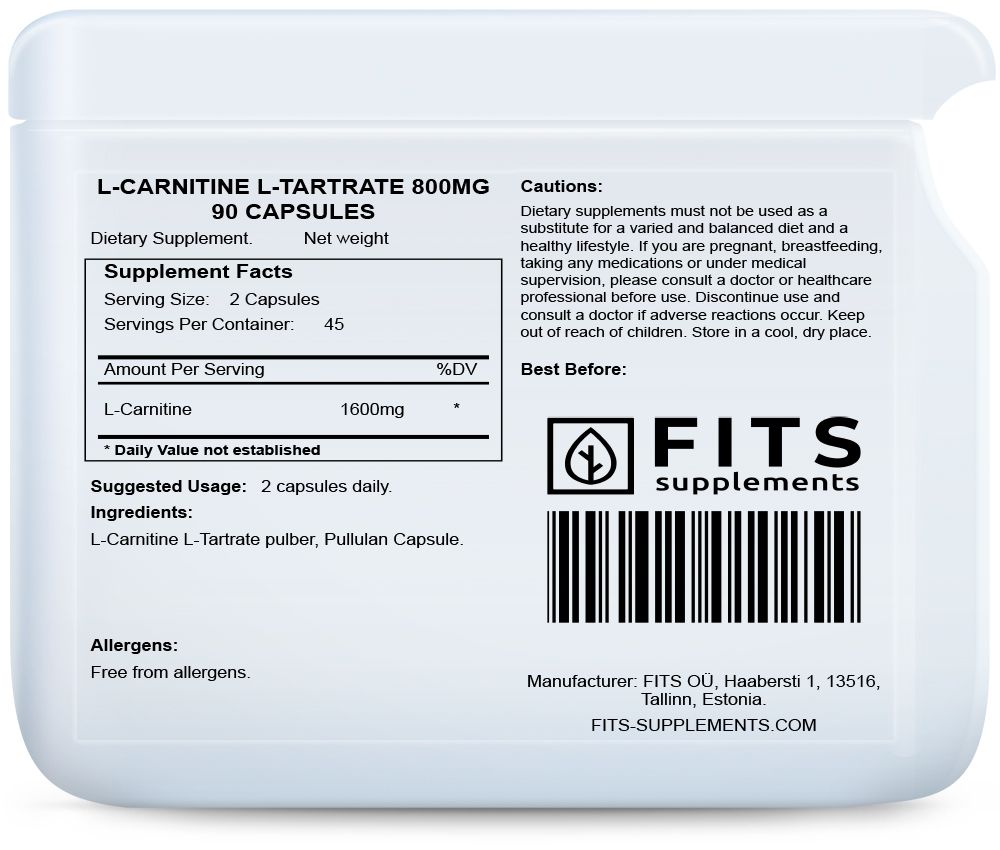 L-Carnitine L-Tartrate 800mg 90 capsules - 12,90 | Buy Online fast 1-2 Day Shipping L-Carnitine L-Tartrate 800mg 90 capsules - 12,90 | Buy Online fast 1-2 Day Shipping