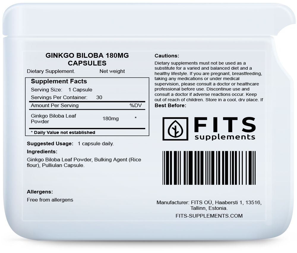 Ginkgo Biloba 180 mg 30 kapslit