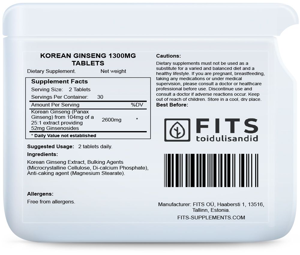 Ženšenn 1300 mg 60 tabletti