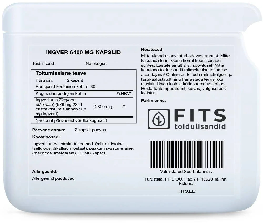 Ginger 6400mg 60 capsules - FITS Dietary Supplements