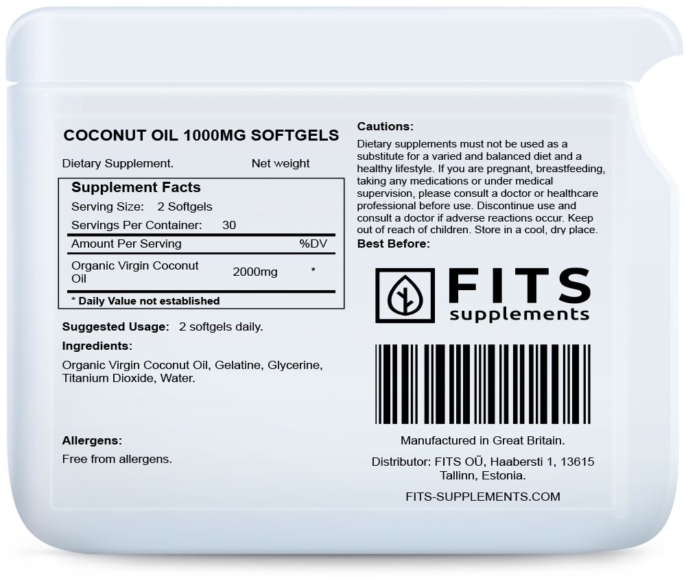 Kookoseõli 1000 mg 60 kapslit