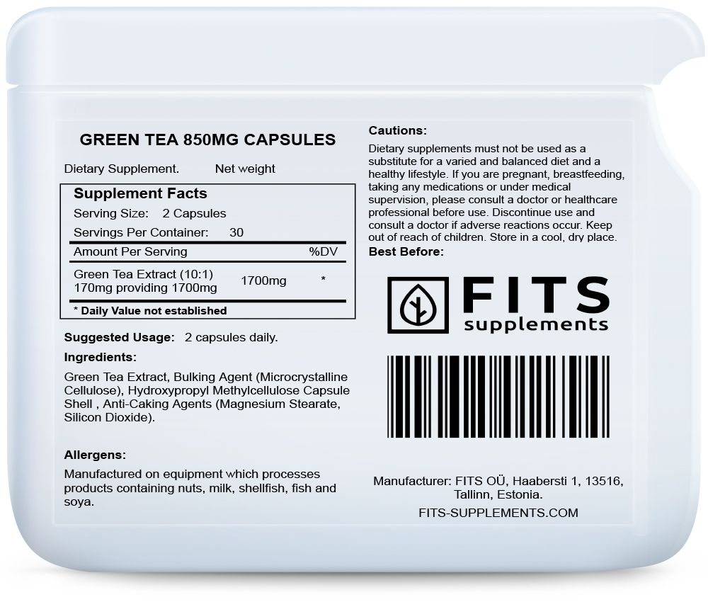 Rohelise tee ekstrakt 850 mg 60 kapslit