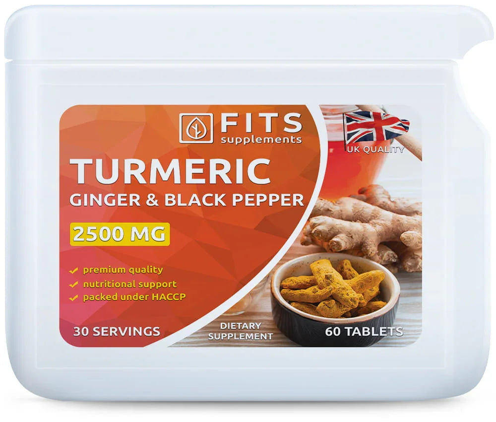 Turmeric Strong 2500mg with Ginger and Black Pepper 60 tablets - FITS Dietary Supplements