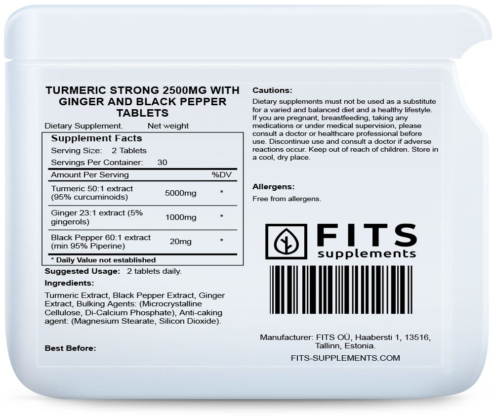 Kurkum Strong 2500 mg ingveriga ja musta pipraga 60 tabletti