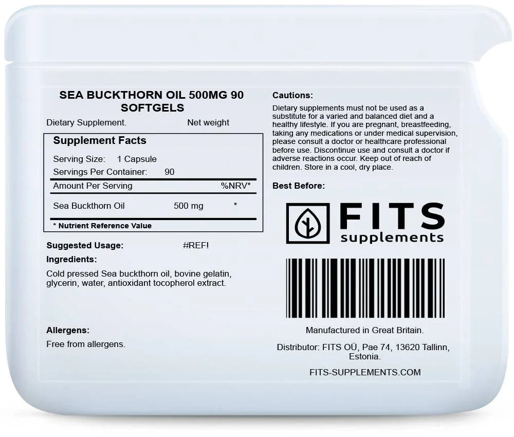 Sea Buckthorn Oil 500mg 90 softgels - FITS Dietary Supplements
