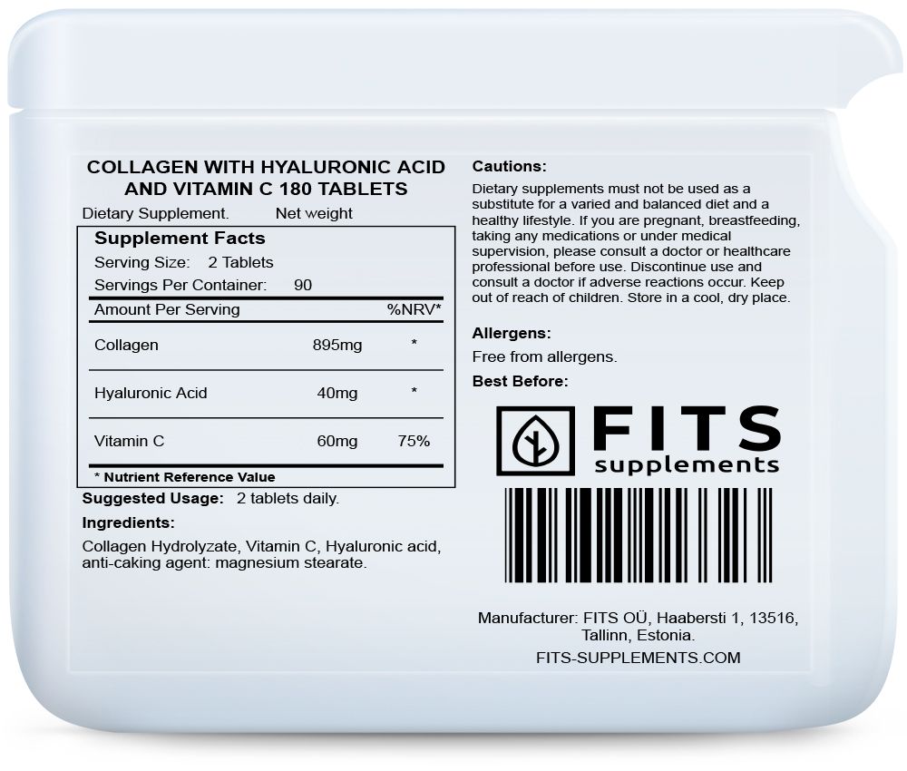 Kollageen hüaluroonhappega ja C-vitamiiniga 180 tabletti