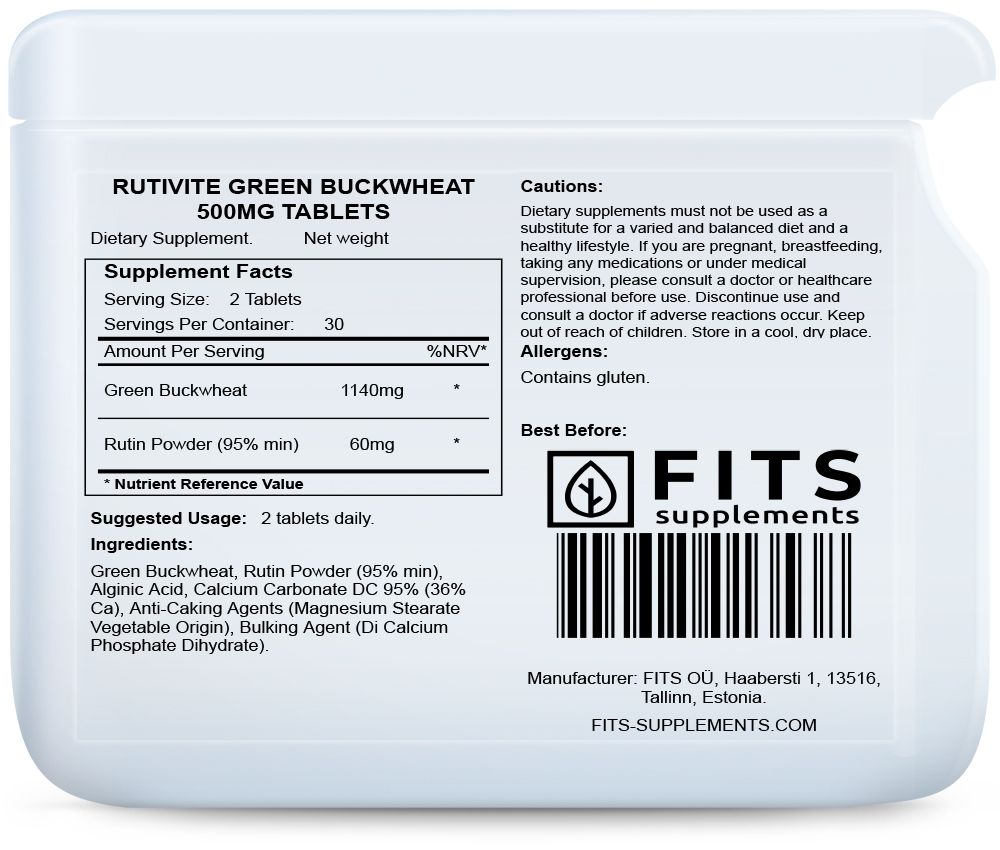 Rutivite Green Buckwheat 500mg 60 tablets