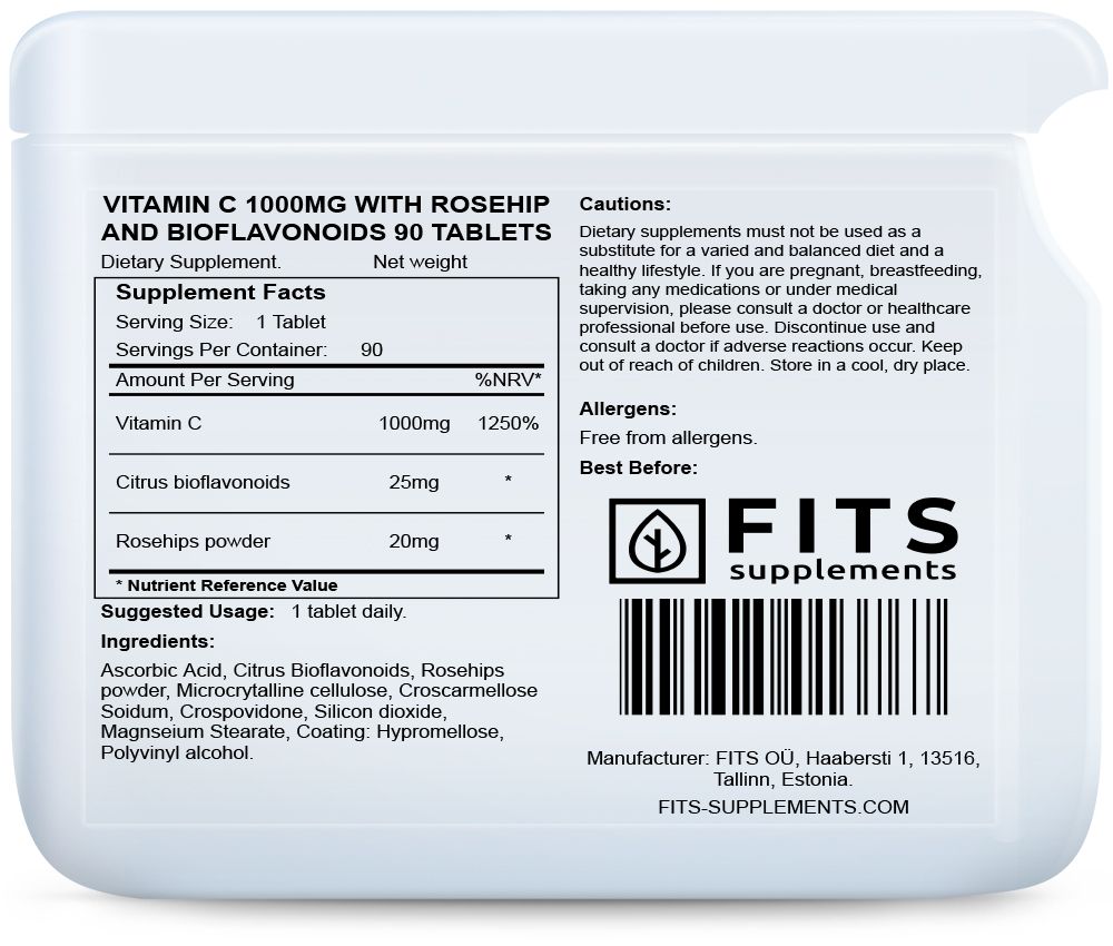 C-Vitamiin 1000 mg, kibuvits ja bioflavonoidid 90 tabletti