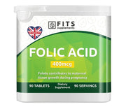 Folic acid 400mcg 90 tablets - FITS Dietary Supplements
