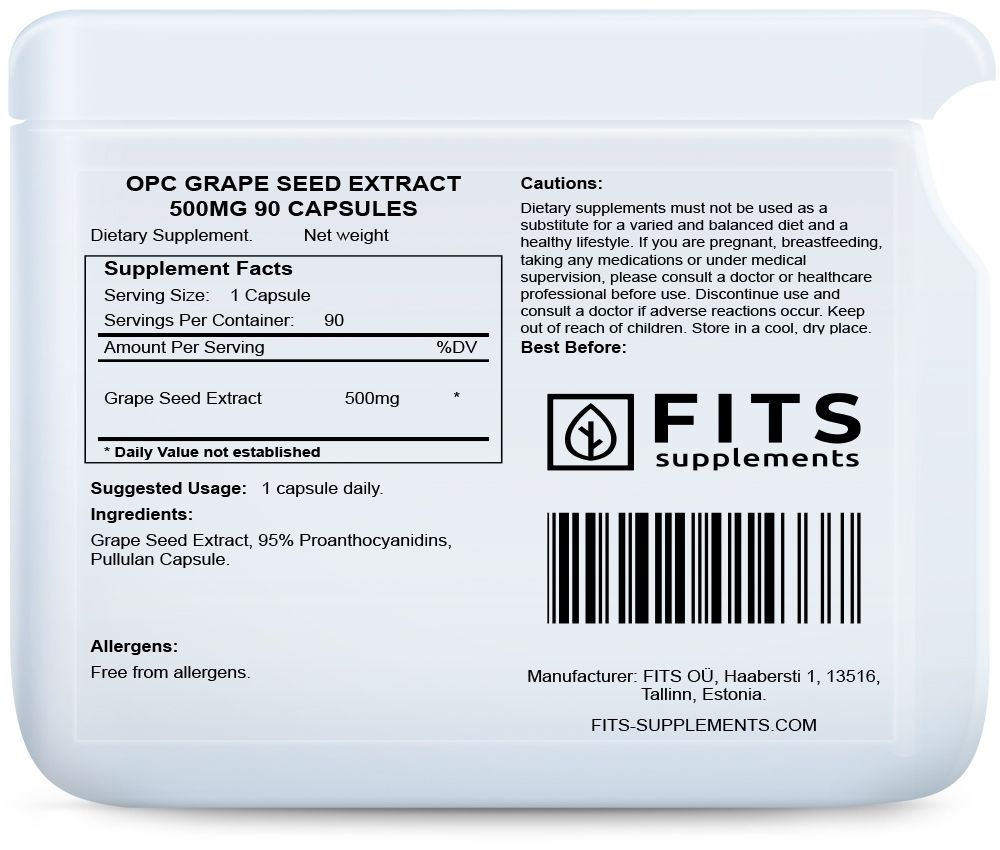OPC Viinamarjaseemne ekstrakt 500 mg 90 kapslit