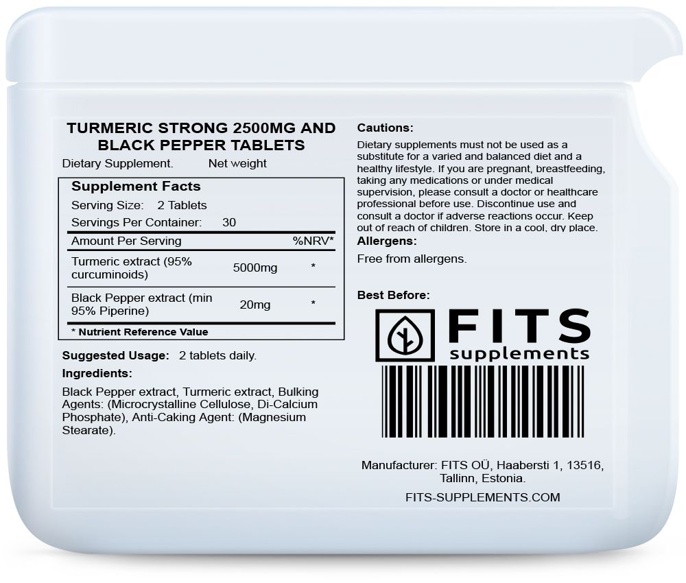 Kurkum Strong 2500 mg musta pipraga 60 tabletti