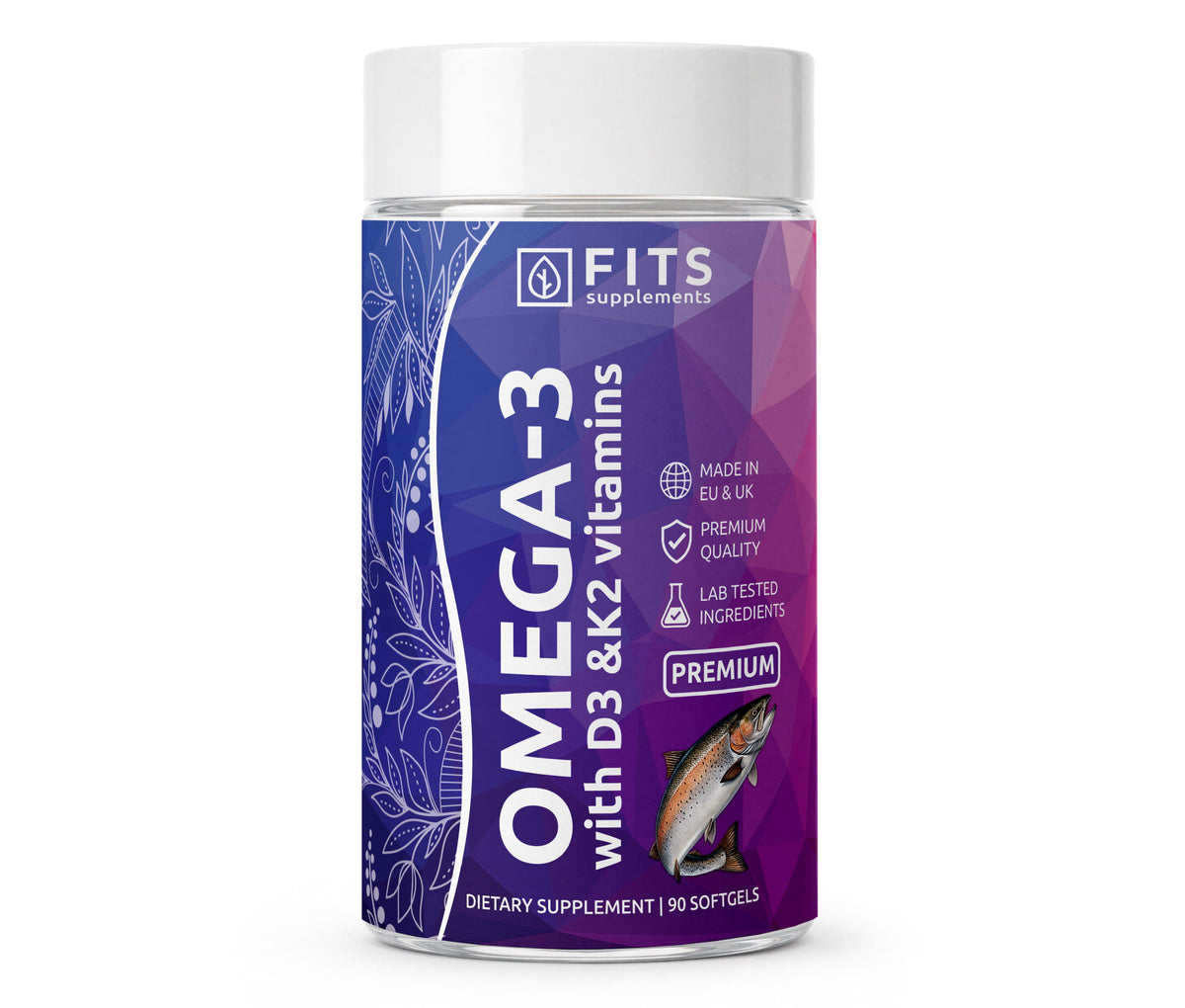 Omega-3 Premium D3 ja K2 vitamiinidega 90 geelkapslit