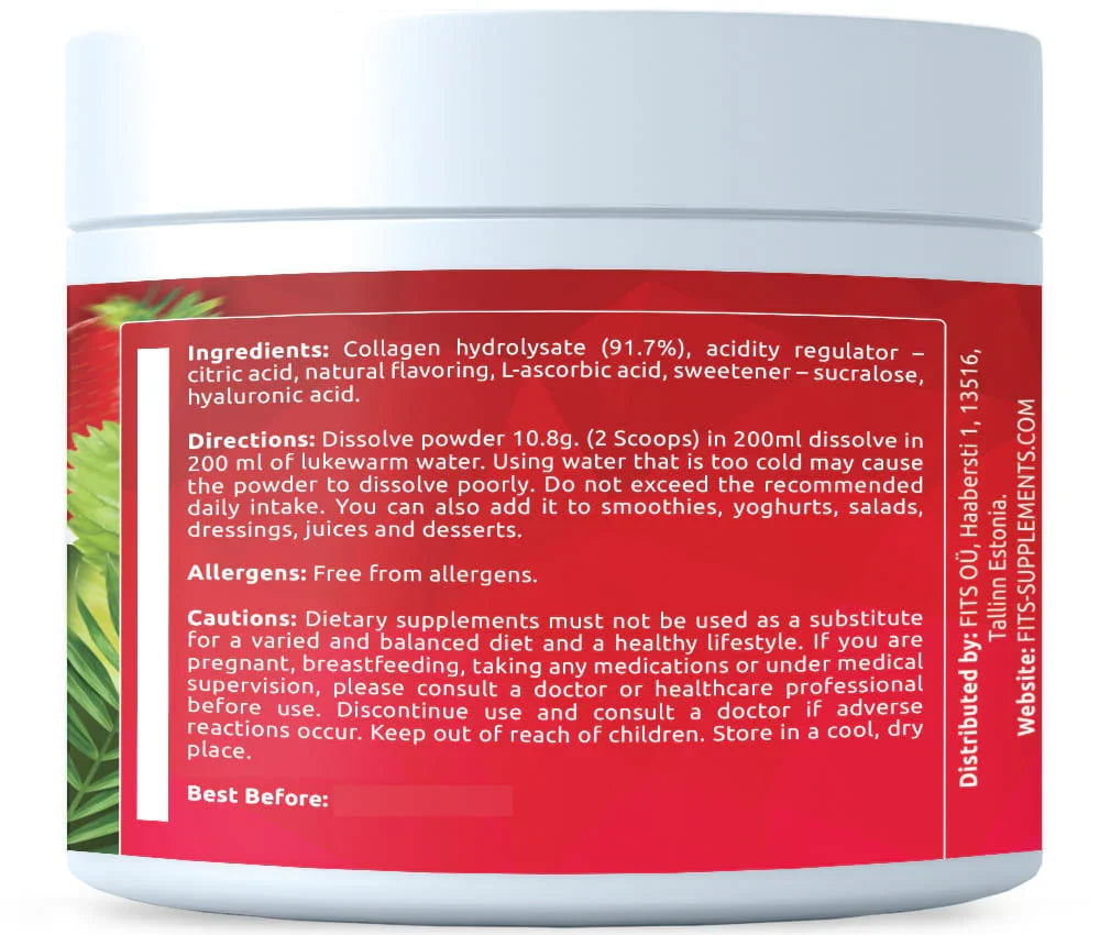 Premium Collagen Fresh Strawberry powder 325g - FITS Dietary Supplements