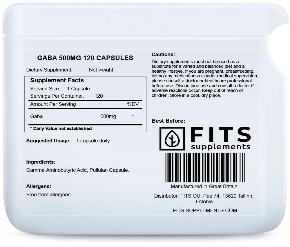GABA 500mg 120 capsules - FITS Dietary Supplements