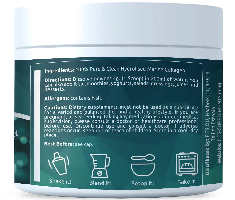 Premium Hydrolyzed Marine Collagen powder 240g - FITS Dietary Supplements
