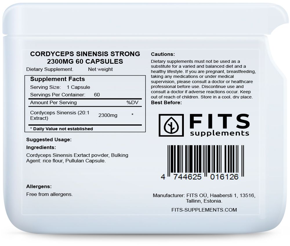 Korditseps Sinensis Strong 2300 mg 60 kapslit