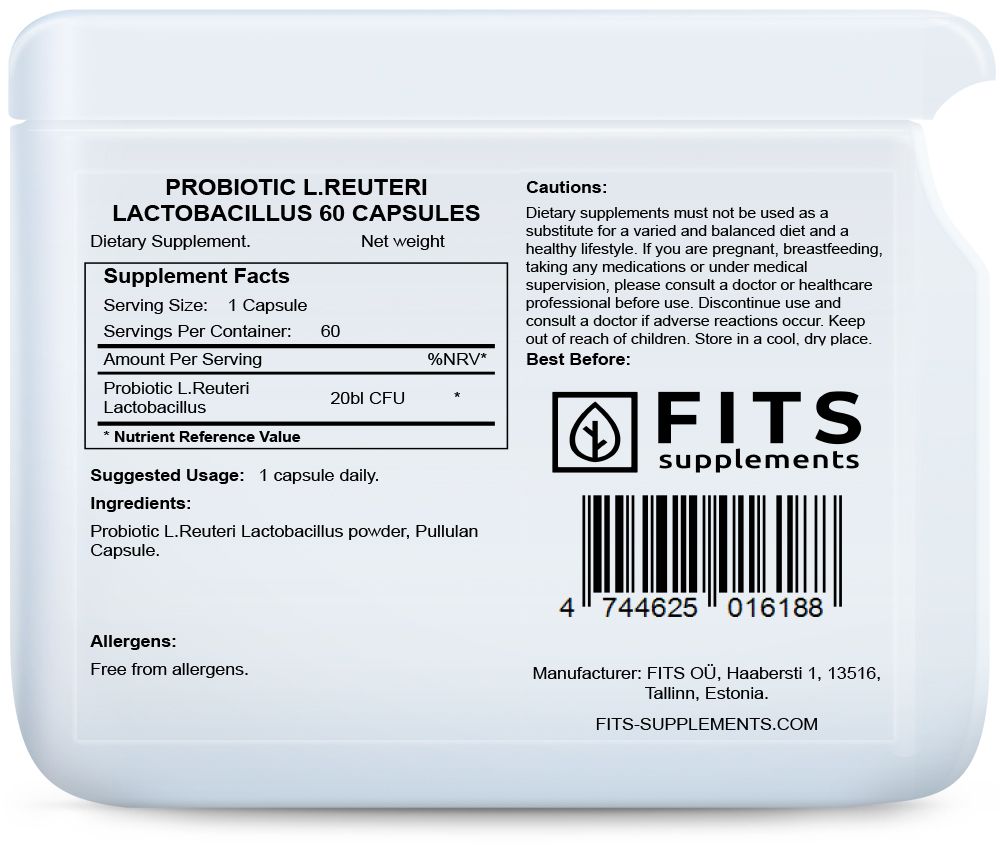 Probiootikumid L. Reuteri Lactobacillus 60 kapslit