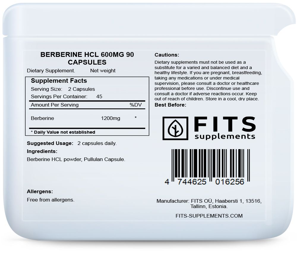 Berberiin HCL 600 mg 90 kapslit
