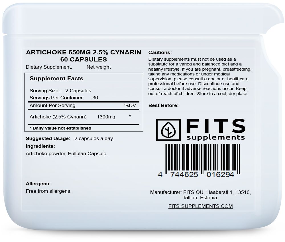 Артишок 650 мг 2.5% Цинарин 60 капсул