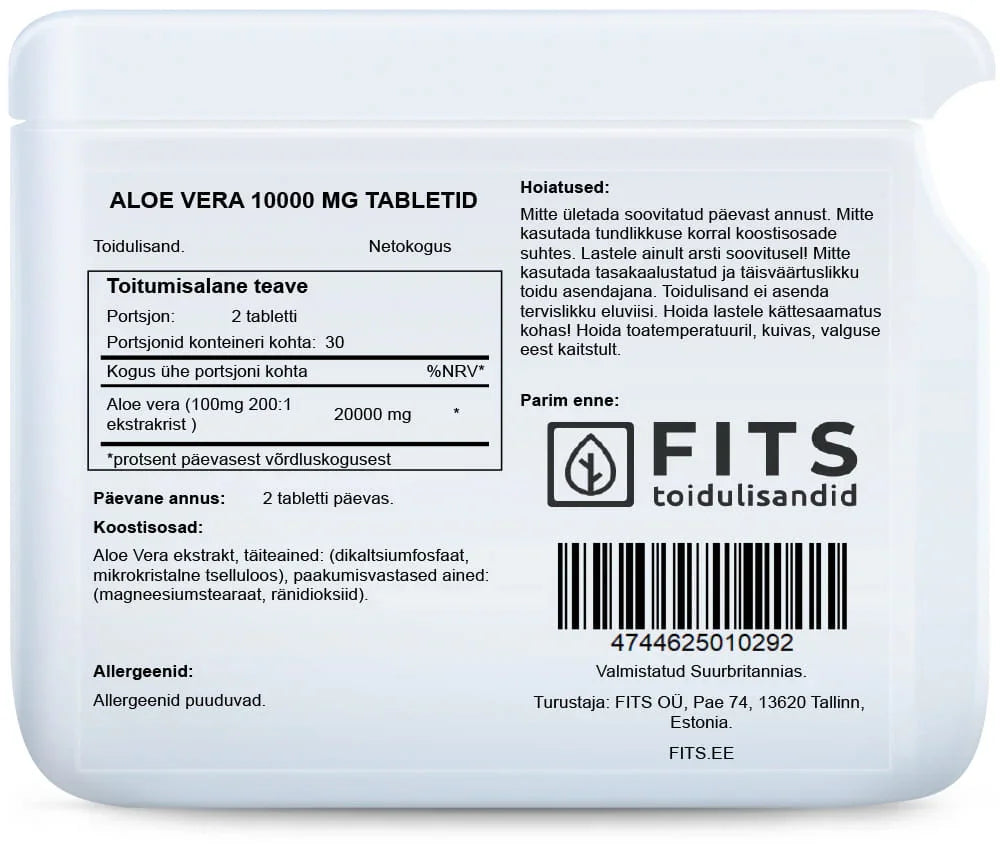 Aloe Vera 10000mg 60 tablets - FITS Dietary Supplements