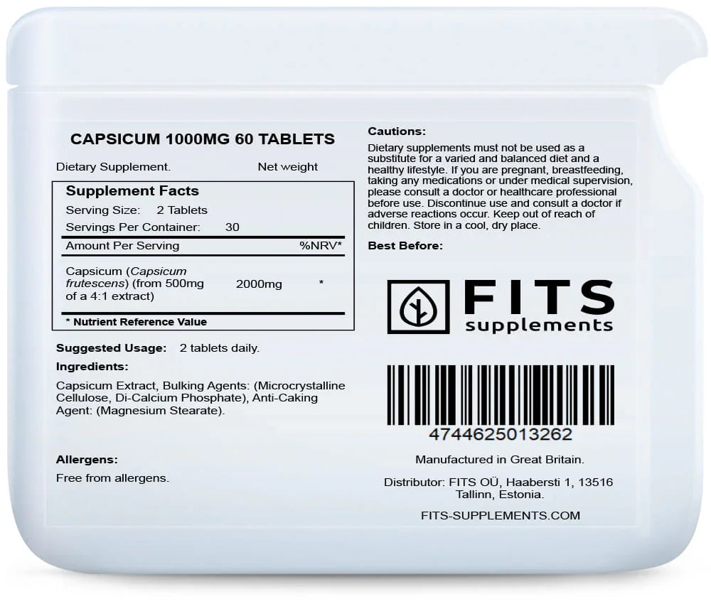 Capsicum 1000mg 60 tablets - FITS Dietary Supplements