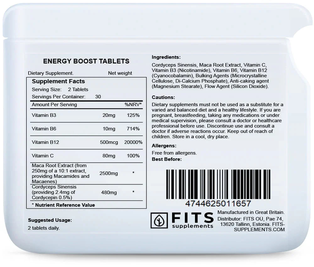 Energy Boost 60 tablets - FITS Dietary Supplements