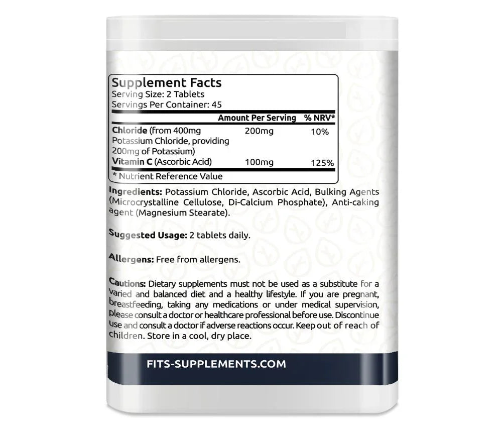 Potassium 200mg and Vitamin C 90 tablets - FITS Dietary Supplements