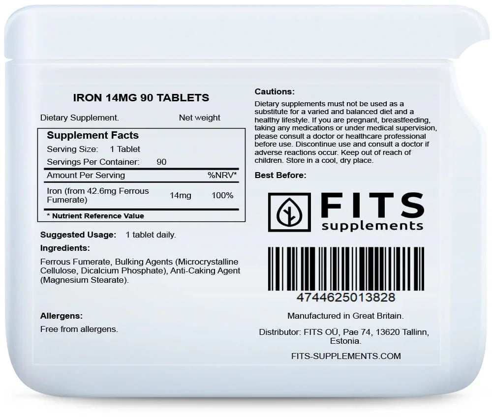 Iron 14mg 90 tablets - FITS Dietary Supplements