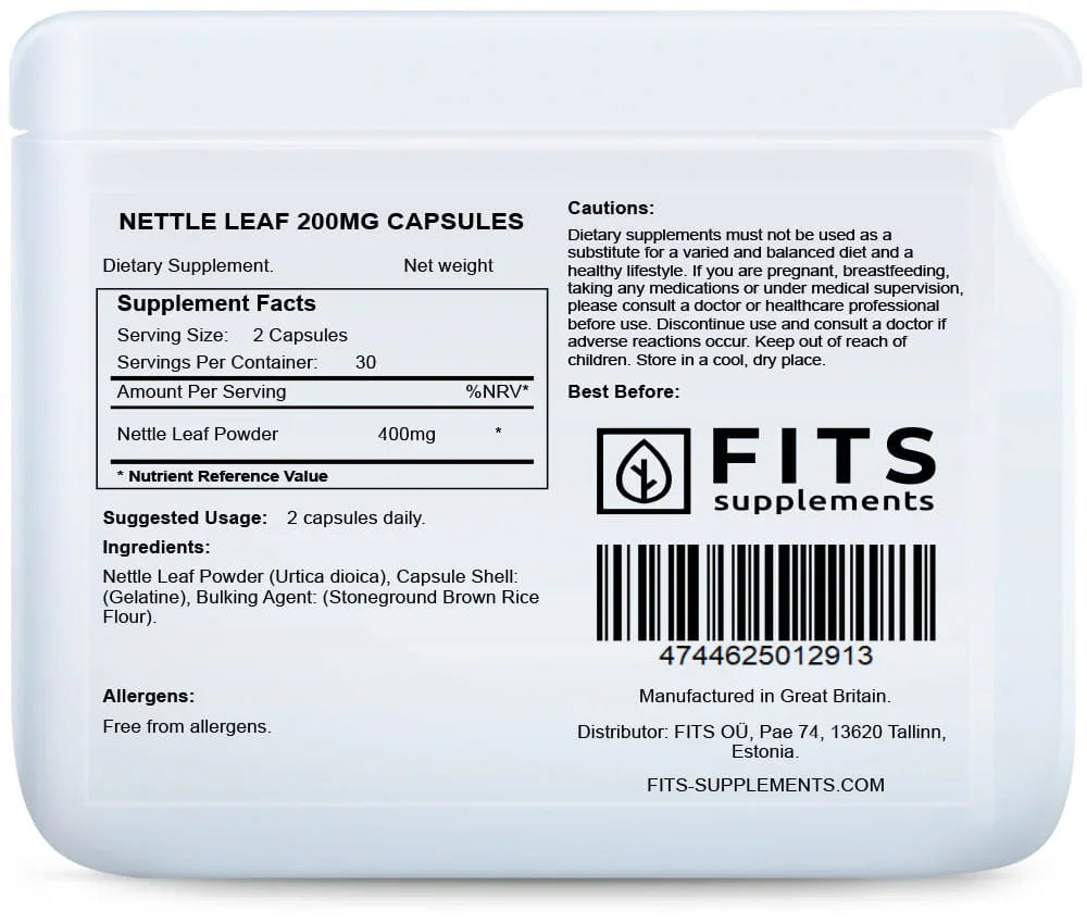 Nettle Leaf 200mg 60 capsules - FITS Dietary Supplements