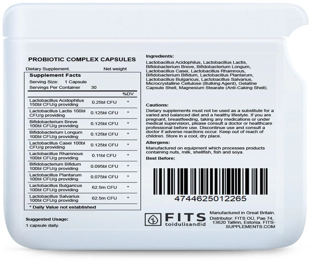 Probiotic Complex 30 capsules - FITS Dietary Supplements
