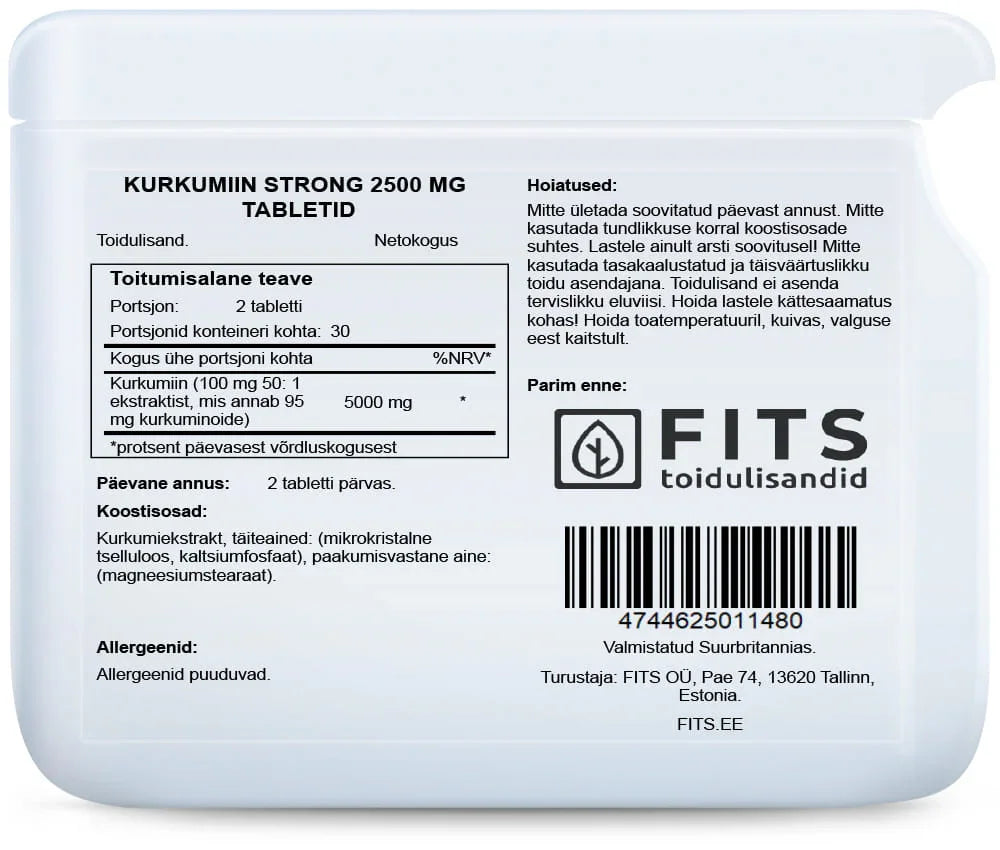 Turmeric Strong 2500mg 60 tablets - FITS Dietary Supplements