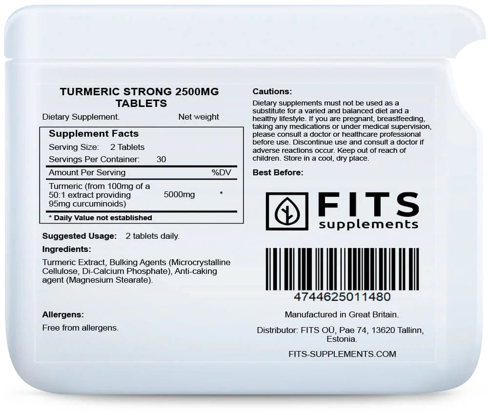 Turmeric Strong 2500mg 60 tablets - FITS Dietary Supplements
