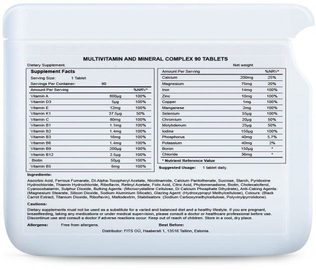 Multiwitaminy i minerały kompleks tabletki N90