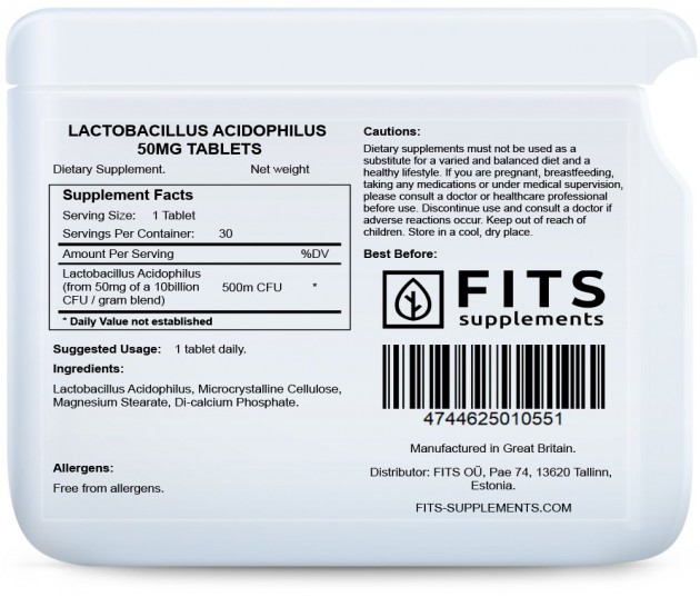 Lactobacillus Acidophilus 50mg tabletit