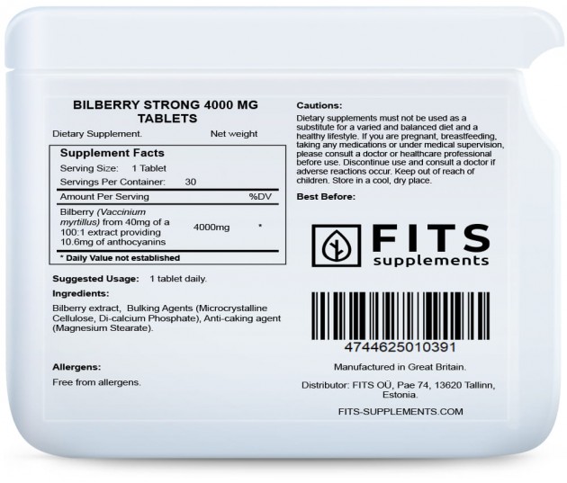 Bilberry Strong 4000 mg tablets