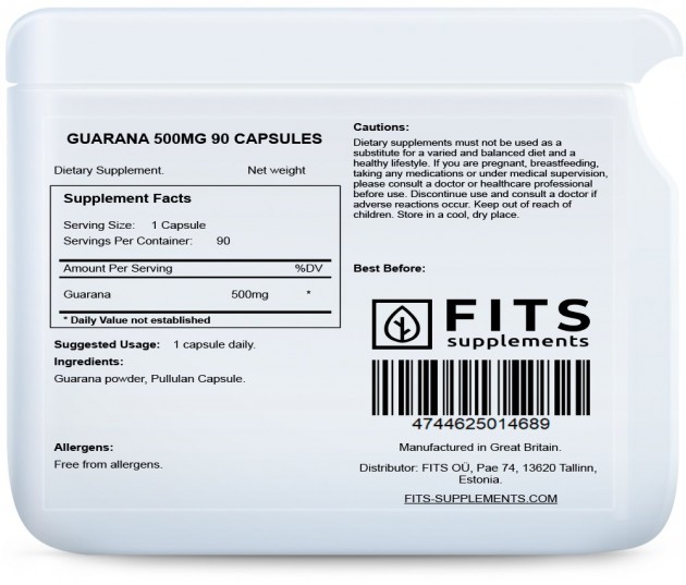 Guarana 500mg 90 capsules