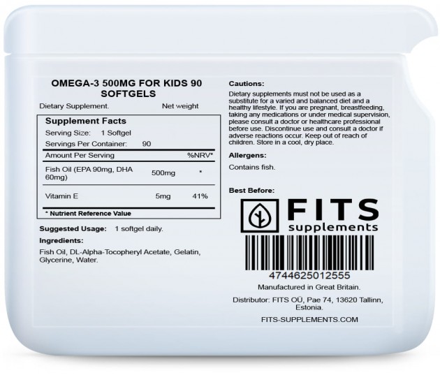 Omega-3 bērniem 500 mg N90 kapsulas