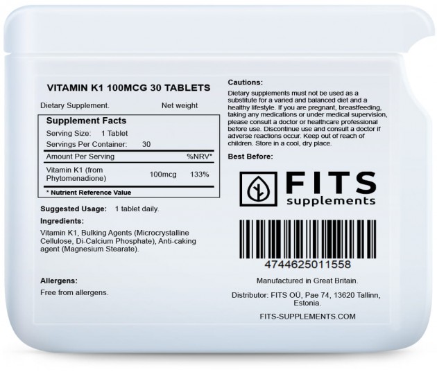 Vitamin K1 100mcg tablets